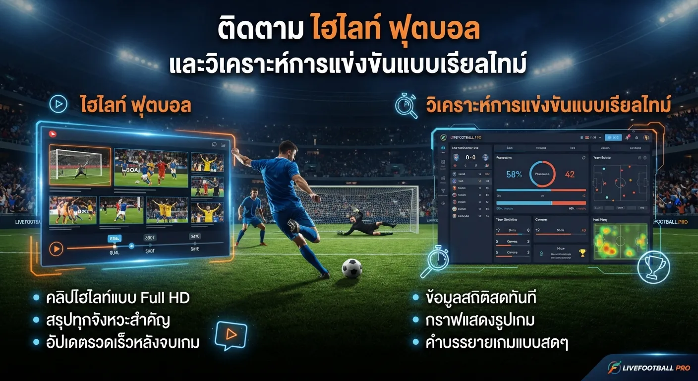 ติดตาม ไฮ ไล ท์ ฟุตบอล และวิเคราะห์การแข่งขันแบบเรียลไทม์